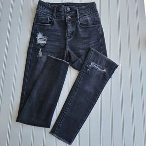 KanCan Signature Buckle Exclusive Distressed Black Jeggings Womens 25